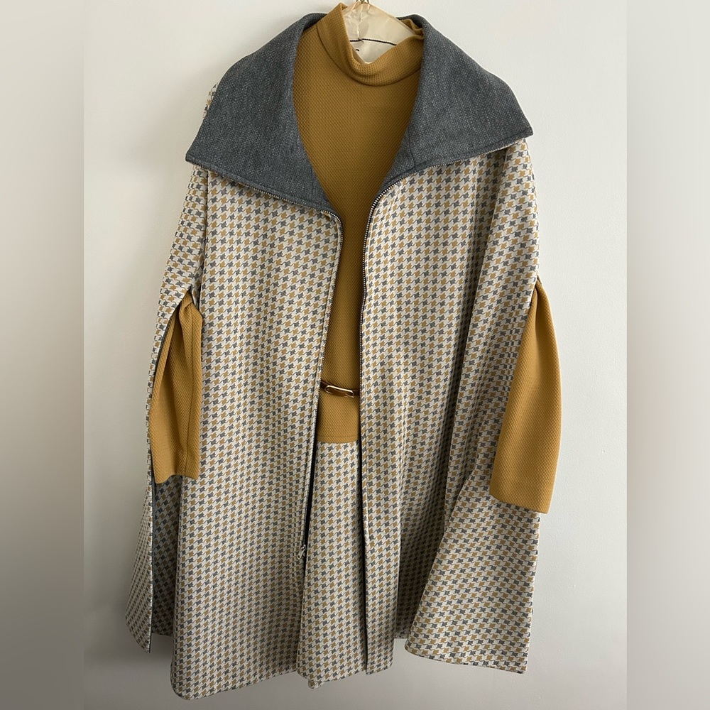 Original Stylish Houndstooth Cape with Mustard Dress bought in the late 60’s